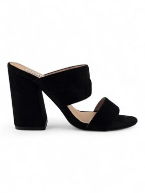Steve Madden Women's Black Suede Double Strap Block Heel Mules 37